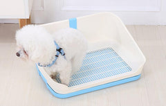 YES4PETS Medium Portable Dog Rabbit Potty Training Tray Pet Puppy Toilet Trays Loo Pad Mat With Wall Blue