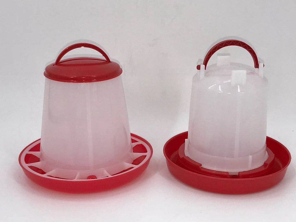 YES4PETS Small Poultry Bird Chicken Water Drinker 1 L & 1.5 kg Food Feeder Grain Seed Set
