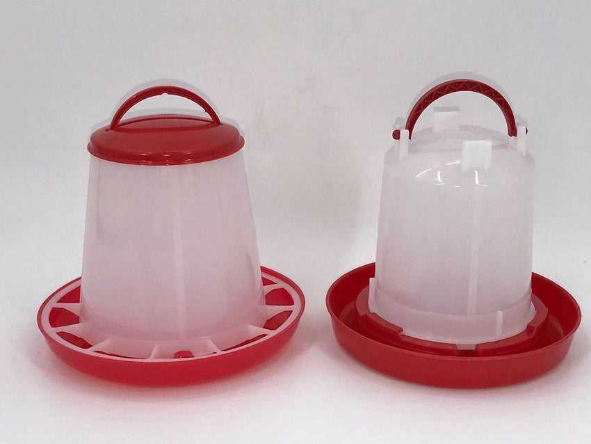 YES4PETS Small Poultry Bird Chicken Water Drinker 1 L & 1.5 kg Food Feeder Grain Seed Set