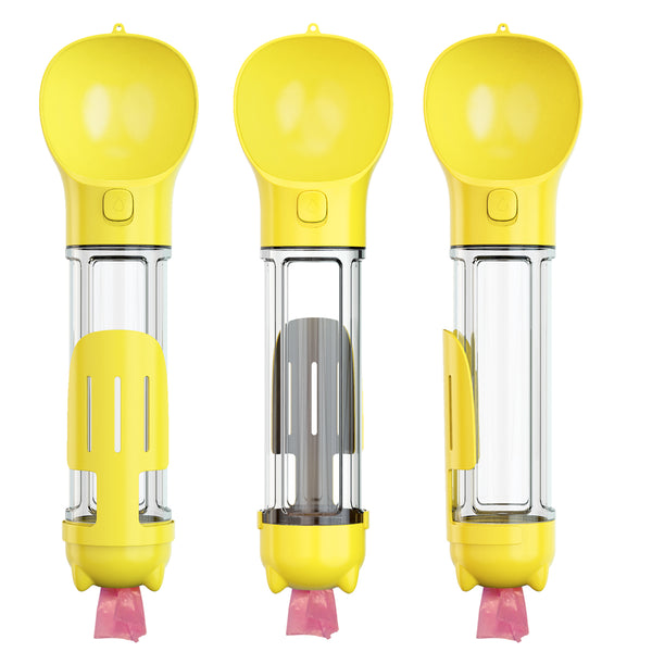 YES4PETS 4 in 1 Portable Pet Dog Puppy Cat Drinking Mug Water Feeder Bottle Valve Travel Bottle Yellow