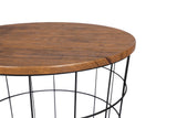 YES4HOMES Vintage Round Coffee Tables Set of 2 Side Tables Robust Steel Frame for Living Room Bedroom Rustic Brown and Black