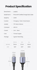 UGREEN 60163 USB-A to 8-pin iPhone Charging Cable 2M Silver