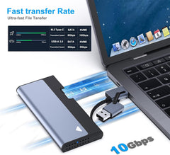 BENFEI 345GY M.2 NVME SATA SSD Enclosure, 10 Gbps USB Type-C/Type-A to NVME PCI-E SATA M-Key/(B+M)