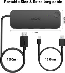 BENFEI 365BK HDMI Switch 4 in 1 Out 4K@60Hz, 2K@144Hz, HDCP 2.3 (with Adaptive Equalization Support 30ft HDMI Transmit)