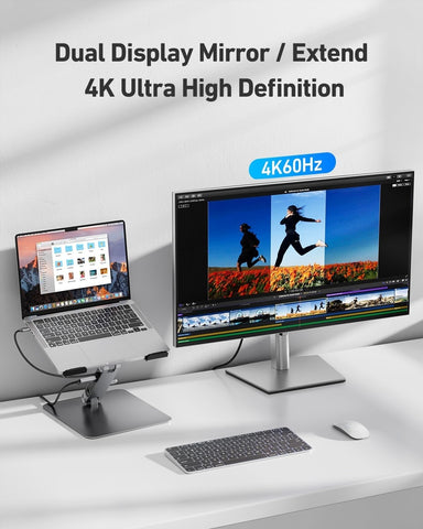 BENFEI 398GY TYPE-C 6-in-1 HDMI+USB-C(10G)+RJ45+2xUSB-A(10G)+PD