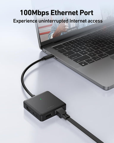 BENFEI 399BK 6-in-1 USB-C HUB to HDMI(8K)+USB3.2(10Gbps)+USB2.0x2+PD100W+RJ45 Black