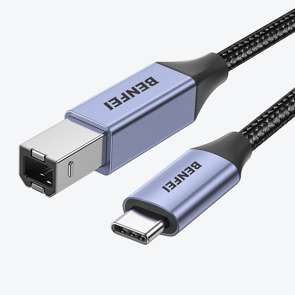 BENFEI 405GY-1M USB B to USB C Printer Cable, Nylon Braided, Premium Aluminium Alloy Case 1M