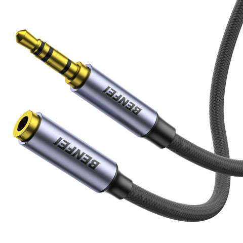 BENFEI 421GY 3M 3.5mm Male to Female AUX Extension Cable, TRRS 4-Pole Stereo Audio Jack Cord for Headphones, Microphone, Smartphones, PC, Laptop, Speakers