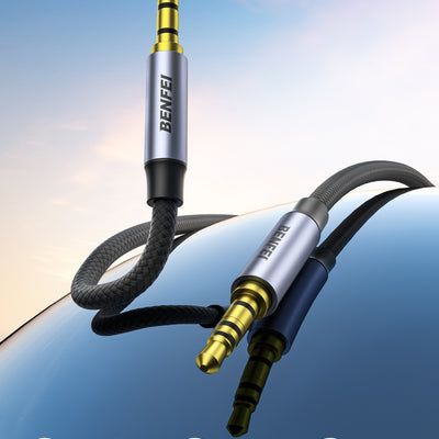 BENFEI 427GY 10M 3.5mm TRRS Male to Male Audio Cable, 4-Pole Stereo Mic Aux Cable, Nylon Braided Headphone Jack Cord