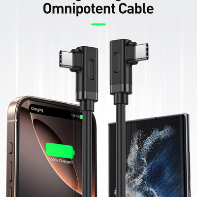BENFEI 429BK-1M Right Angle USB C Cable 90-Degree, USB 2.0 Type C Charger Cable 3A Fast Charging, Nylon Braided USB-C to USB-C Cord