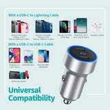CHOETECH C0054-SL Dual Port PD 40W USB-C Car Charger Adapter Silver