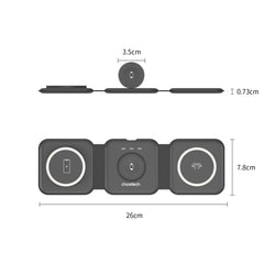 CHOETECH T588-F-BK 3-in-1 Foldable Fast Wireless Charger for Phone/Watch/Earphone