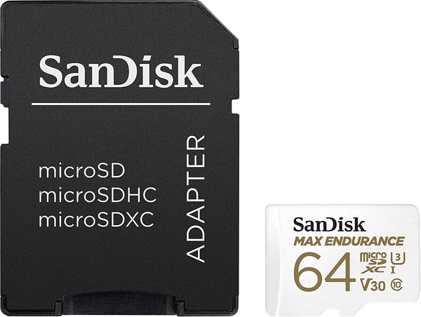 Sandisk Max Endurance Microsdxc Card SQQVR 64G (30 000 HRS) UHS-I C10 U3 V30 100MB/S R 40MB/S W SD Adaptor SDSQQVR-064G-GN6IA