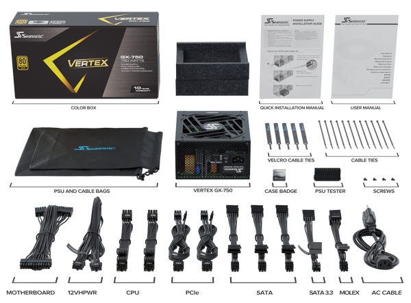 Seasonic VERTEX 750W (GX-750)  80 PLUS Gold Modular PSU ATX 3.0