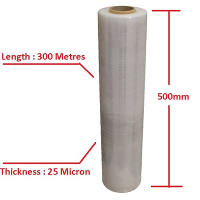 Moofer Premium Pallet Stretch Wrap 500mm x 300m x 25um Clear (4 Packs)