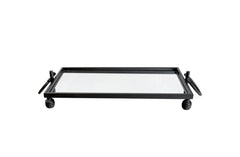 Eliza Small Rectangle Iron Mirror Tray with Handles - Black