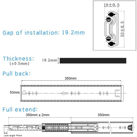 14in Pair 150KG Capacity Heavy Duty Drawer Slides Rails Runners Locking Ball Bearing