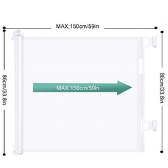 Retractable 1.5M Doorways Hallways Stairs Baby Gate Dog Pet Gate Indoor Outdoor Safety Gates White
