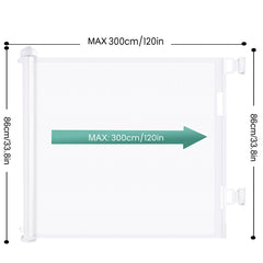 Retractable 3M Doorways Hallways Stairs Baby Gate Dog Pet Gate Indoor Outdoor Safety Gates White