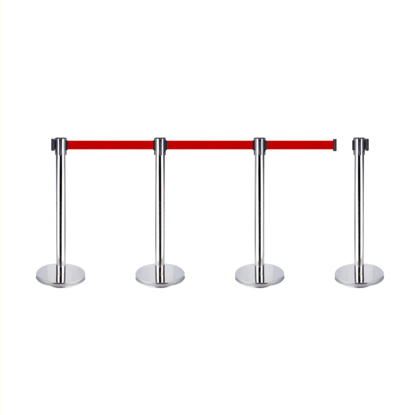 Retractable Queue Crowd Control Barriers | Silver Pole Red Belt