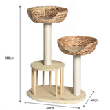 Whisker Wonderland Premium Eco Bamboo Cat Tree Medium - Natural Bamboo Structure, Safe & Stable, Multi-Functional Cat Furniture, Climbing & Scratching