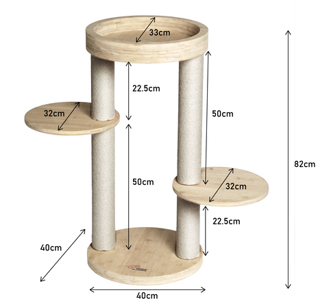 Whisker Wonderland Premium Eco Bamboo Cat Tree Small - Natural Bamboo Structure, Safe & Stable, Multi-Functional Cat Furniture, Climbing & Scratching