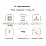 Minimalist Wooden Nightstand Multi-Functional Top Storage Natural Design