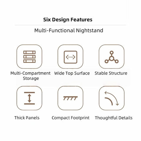 Minimalist Wooden Nightstand Multi-Functional Top Storage Natural Design