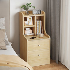 Minimalist Wooden Nightstand Multi-Functional Top Storage Natural Design