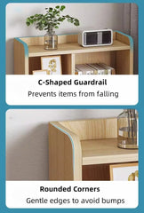 White Nightstand Wooden Knobs Divided Storage Sections Drawers Curved Sides