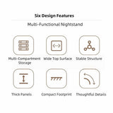 Warm White Nightstand Wooden Legs Knobs Open Storage Two Drawers Modern Design