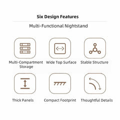 Warm White Nightstand Wooden Legs Knobs Open Storage Two Drawers Modern Design