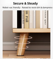 Warm White Nightstand Wooden Legs Knobs Open Storage Two Drawers Modern Design