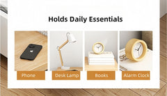 Modern Nightstand Warm White Open Storage Finger Pull Drawer Compact 47cm