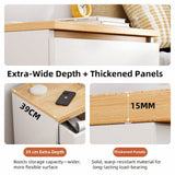 Modern Nightstand Warm White Open Storage Finger Pull Drawer Compact 47cm