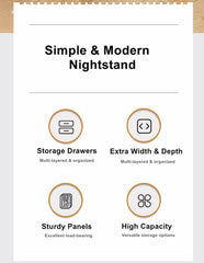 Modern Nightstand Oak Wood Grain Top White Cabinet Open Shelf Finger Pull