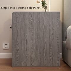 Classic Nightstand Walnut Wood Grain Double Drawer Tray Top White Handles