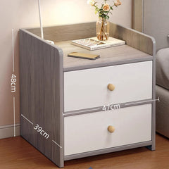 Two-Tone Nightstand Light Gray Wood White Drawers Safety Edge Wooden Knobs