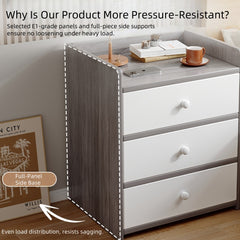 Minimalist Nightstand White Double Drawer Safety Tray Design Wooden Handles