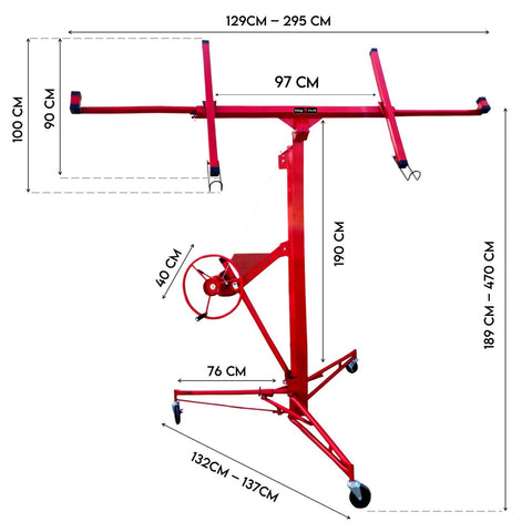 16FT Drywall Gyprock Panel Lifter Plaster Board Sheet Hoist Lift Plasterboard