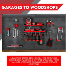 Power Tool Organiser Wall Mounted Drill Storage Organizer Holder Milwaukee Red