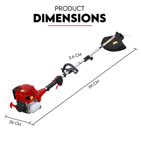 4 STROKE Whipper Snipper Straight Shaft Line Trimmer 31CC Pole Brush Cutter