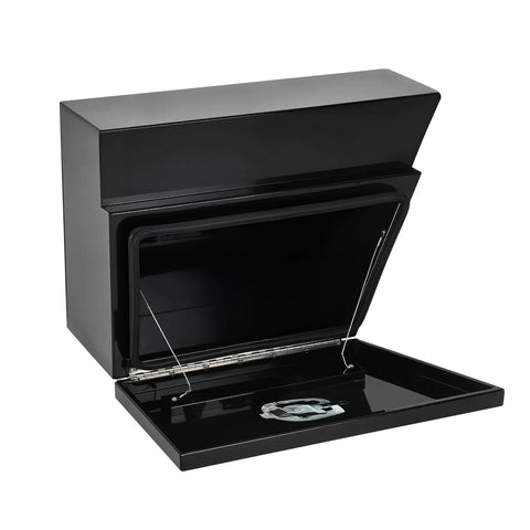 Under Tray Tool Box Underbody Pair Set 600mm Black Aluminium