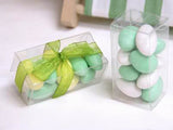 100 Pack of 5x8cm Clear PVC Plastic Folding Packaging Small rectangle/square Boxes for Wedding Jewelry Gift Party Favor Model Candy Chocolate Soap Box
