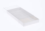 10 Pack of White Card Box - Clear Slide On Lid - 30 x 20 x 8cm -  Large Beauty Product Gift Giving Hamper Tray Merch Fashion Cake Sweets Xmas