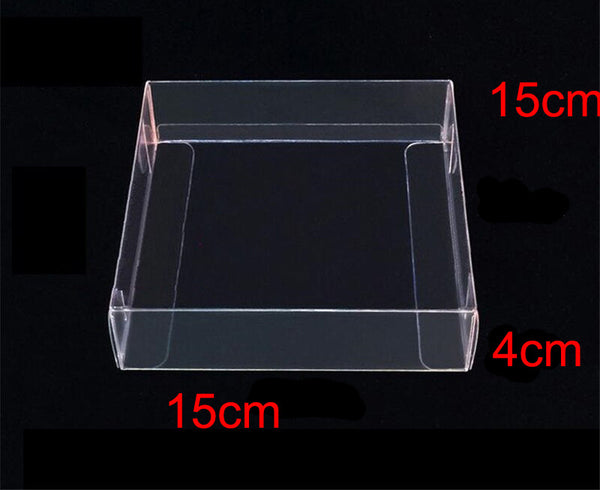 50 Pack of 15*15*4cm Clear PVC Plastic Folding Packaging Small rectangle/square Boxes for Wedding Jewelry Gift Party Favor Model Candy Chocolate Soap Box
