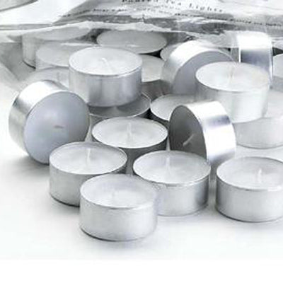100 Pack Bulk Tea Lights Candles - White Smokeless Tealights Unscented - 9 Hour Burn Time