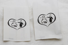 100 Pack Wedding Cake Bags Greaseproof Wax Paper Slice Take Home Favour Bride Groom in Heart