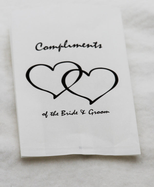 150 Pack Wedding Cake Bags Greaseproof Wax Paper Slice Take Home Favour Heart n Message