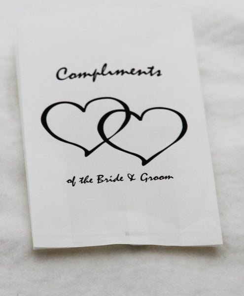150 Pack Wedding Cake Bags Greaseproof Wax Paper Slice Take Home Favour Heart n Message